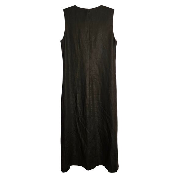 100% Linen Black Sleeveless Maxi Dress Size 12 Summer Fairy Grunge Classic - Picture 2 of 16